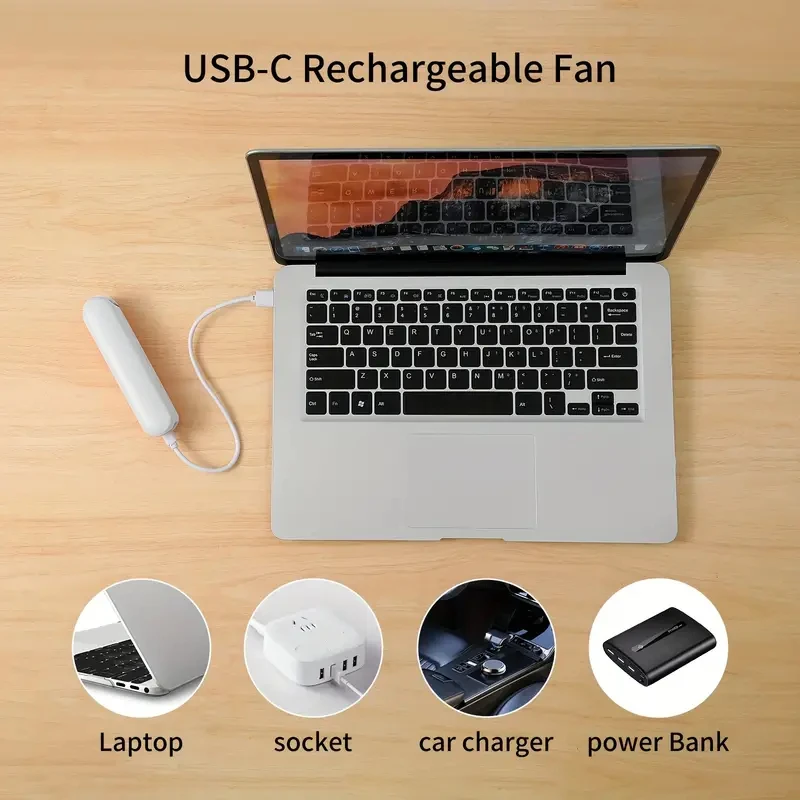 مروحة USB صغيرة محمولة قابلة لإعادة الشحن بقدرة 2000 مللي أمبير في الساعة، 3 سرعات، قابلة للطي، من النوع C، للاستخدام في السفر والخارج، مثالية للفتيات والنساء