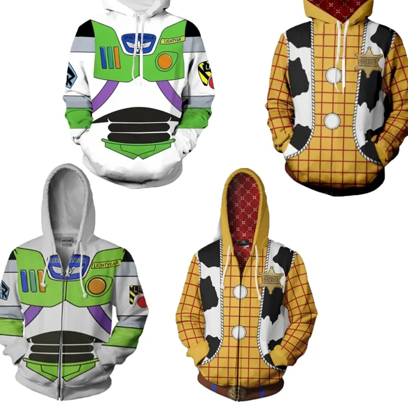 Anime Toy Story Buzz Lightyear Woody 3D Print Hoodies Jacket for Men Spring and Autumn Coat Tops Cosplay Costume Christmas Gift