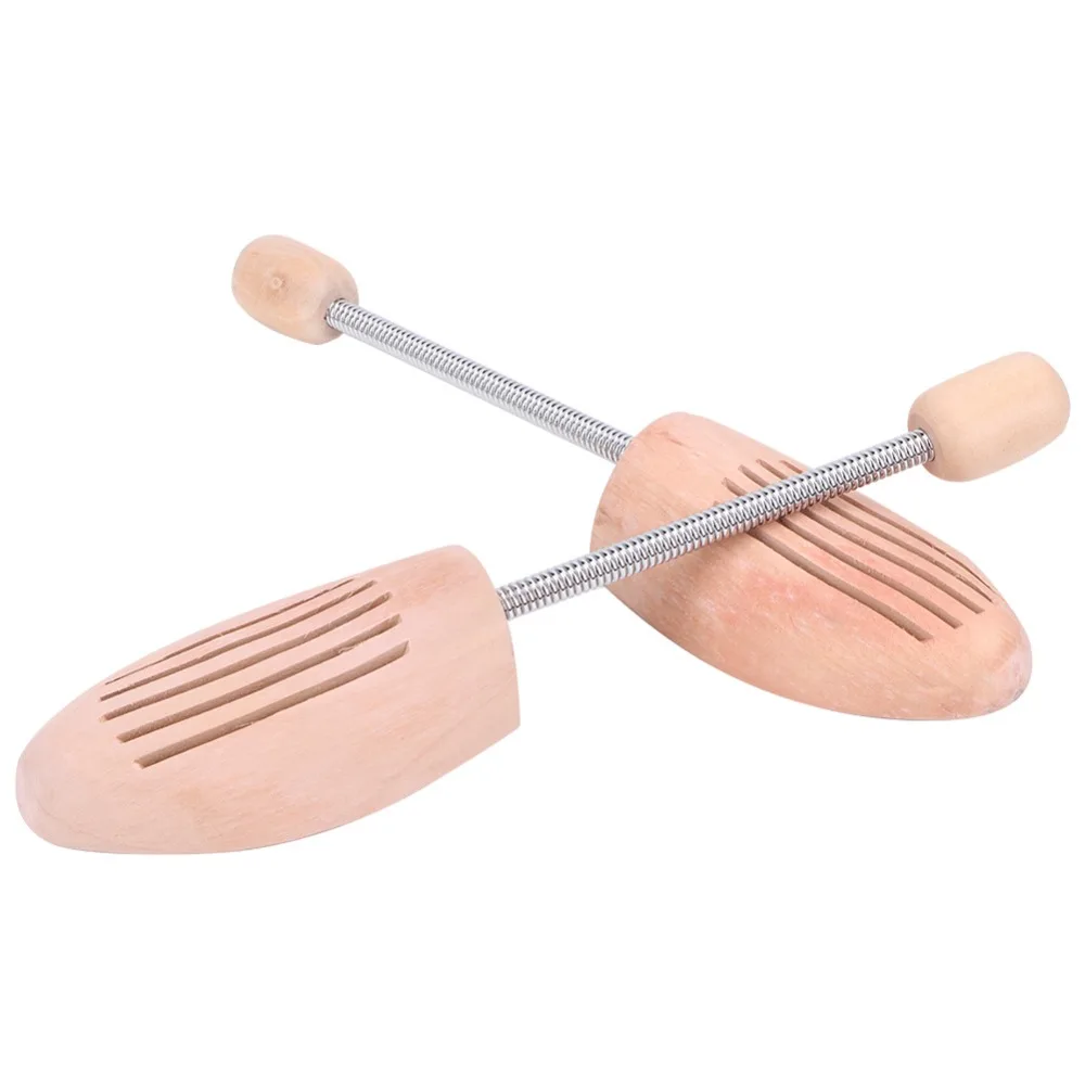 2pcs Practical Adjustable Wood Shoe Tree Spring Column Anti Wrinkle Shoe Stretcher Shoe Shaper Holder For Men Women
