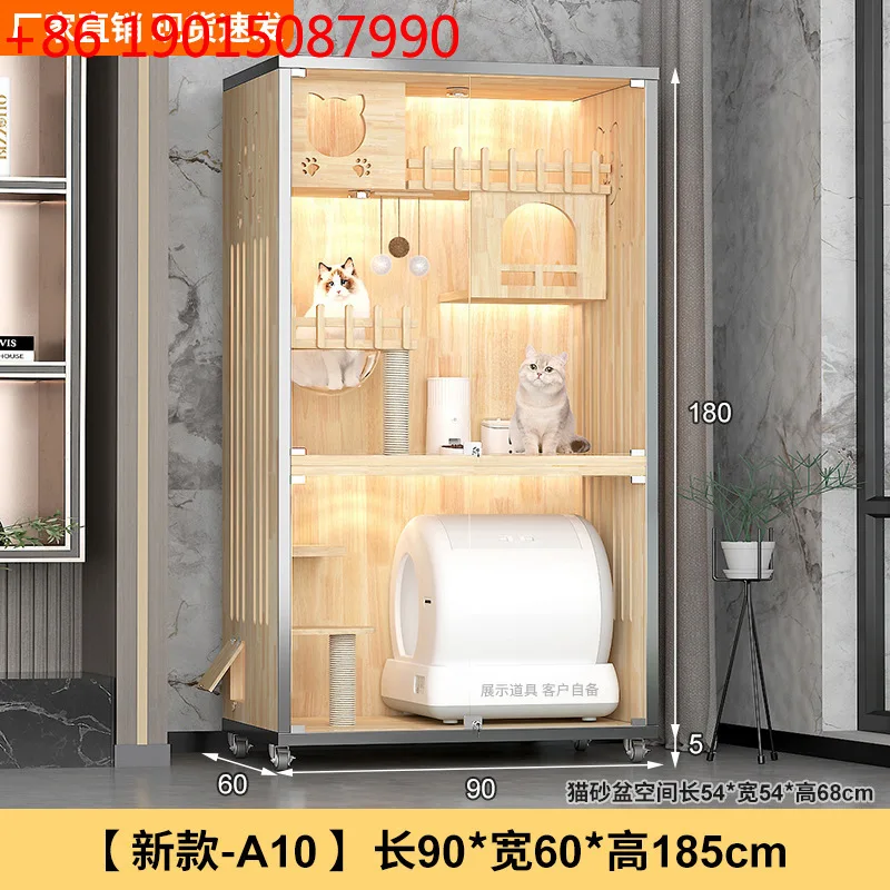 Pet cat villa can be used electric cat litter box wide   nest wooden house integrated  cat house electric smart model