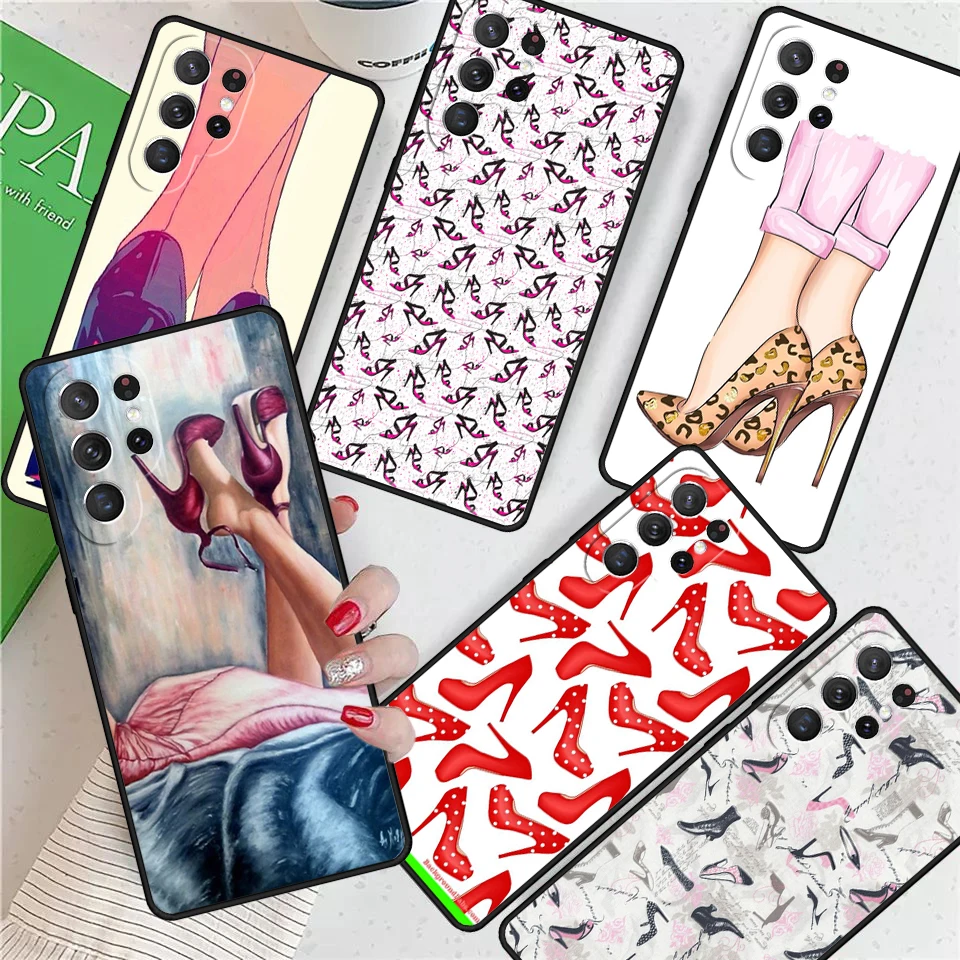 High Heels Girl Fashion For Samsung Galaxy S24 Ultra S21 S22 S8 S9 S10E Note 10 20 Plus FE S23 Phone case Cover Coque