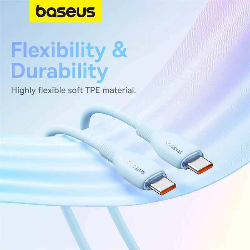 Baseus 100W USB C Fast Cable For Samsung Xiaomi Huawei Macbook Data Charging Cable Soft TPE For iPhone 16 15 17 Fast Charging