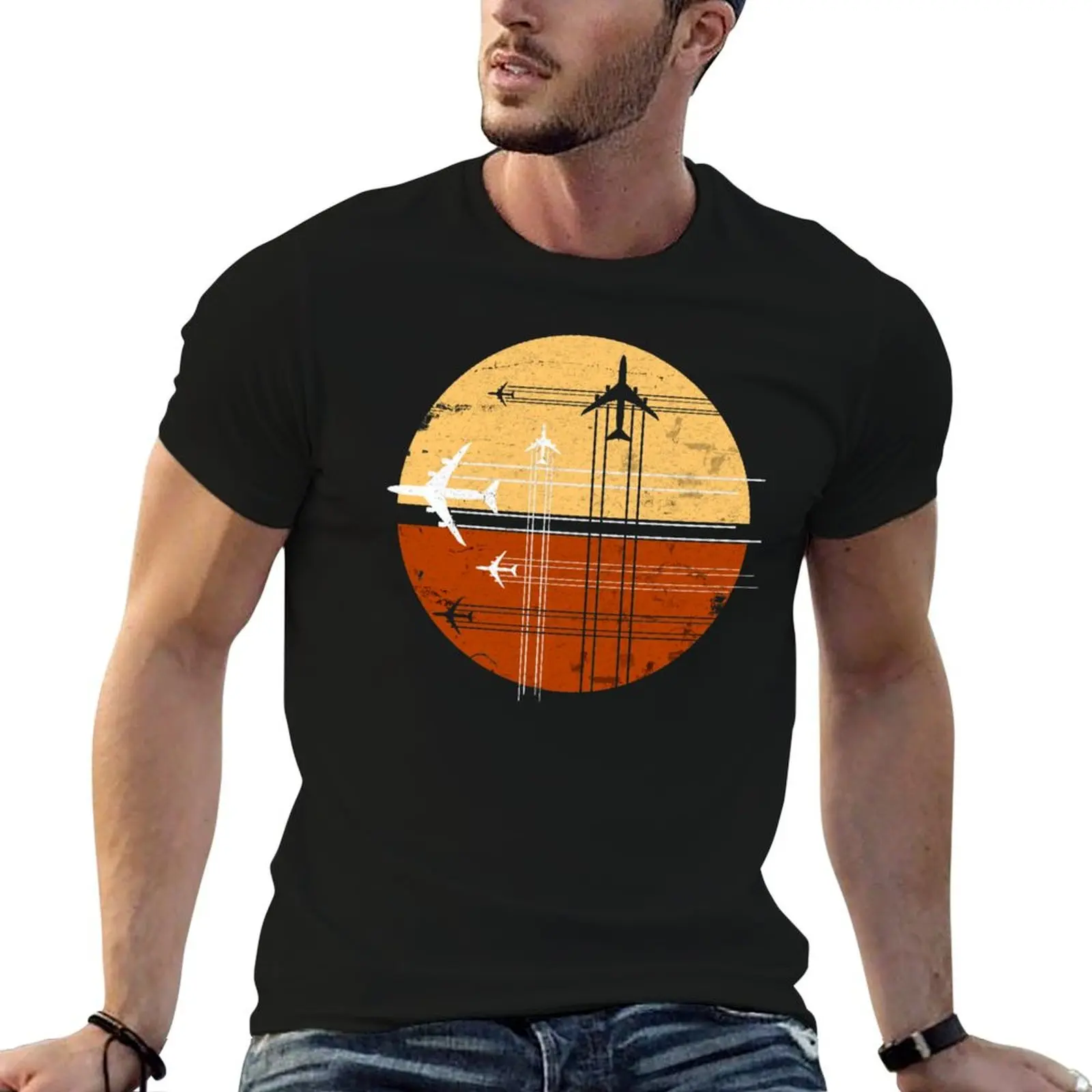 747 Sunrise | Vintage Retro Jumbo Jet T-Shirt Halloween Theme T-Shirt