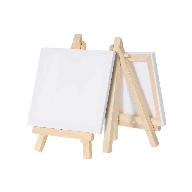 12pcs Artists 5 inch Mini Easel +3 inchx3 inch Mini Canvas Set Painting Kids Craft DIY Drawing Small Table Easel for School view 3