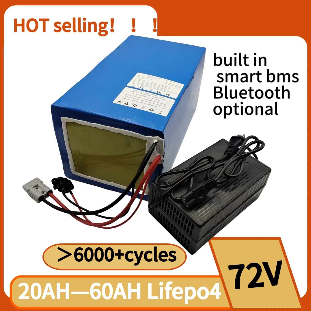 

lithium 72V 60Ah lifepo4 battery pack BMS 24S 76.8V deep cycle 190*280*350mm for 5000W 3500W bike scooter Motorcycle