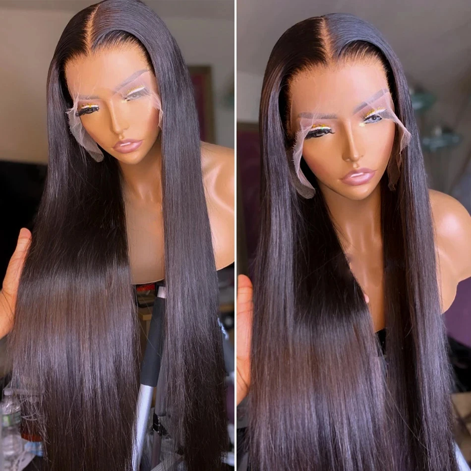 Straight 4x4 Closure Wigs Human Hair Body Wave Transparent Lace Front Human Hair Wig Brazilian Virgin Hair Water Wave 1B Natural