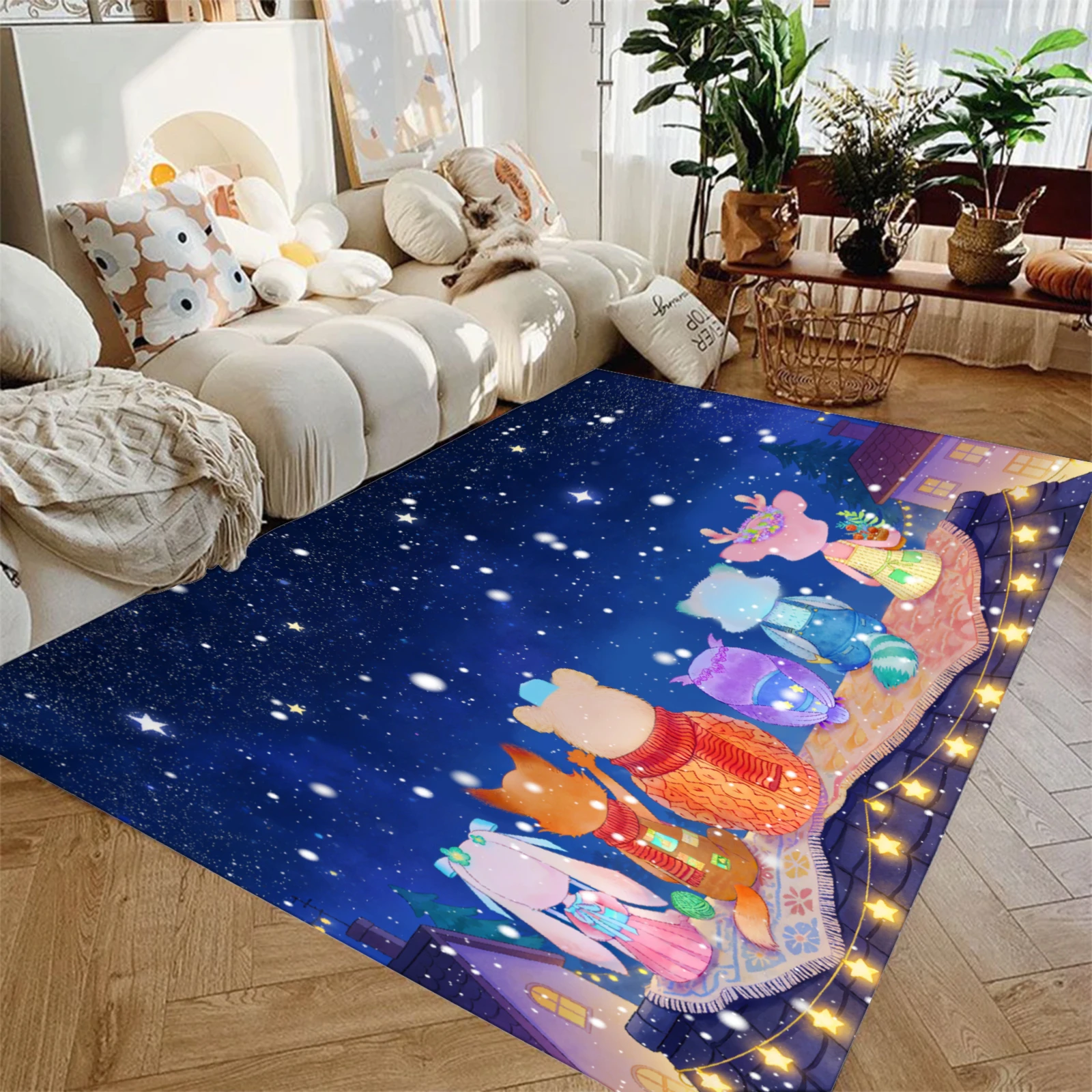 Cartoon Kids Carpet Floor Rug Washable Anti-Slip Unique Decor for Living Room Play Room Popular Rug Cartoon Animals Rug