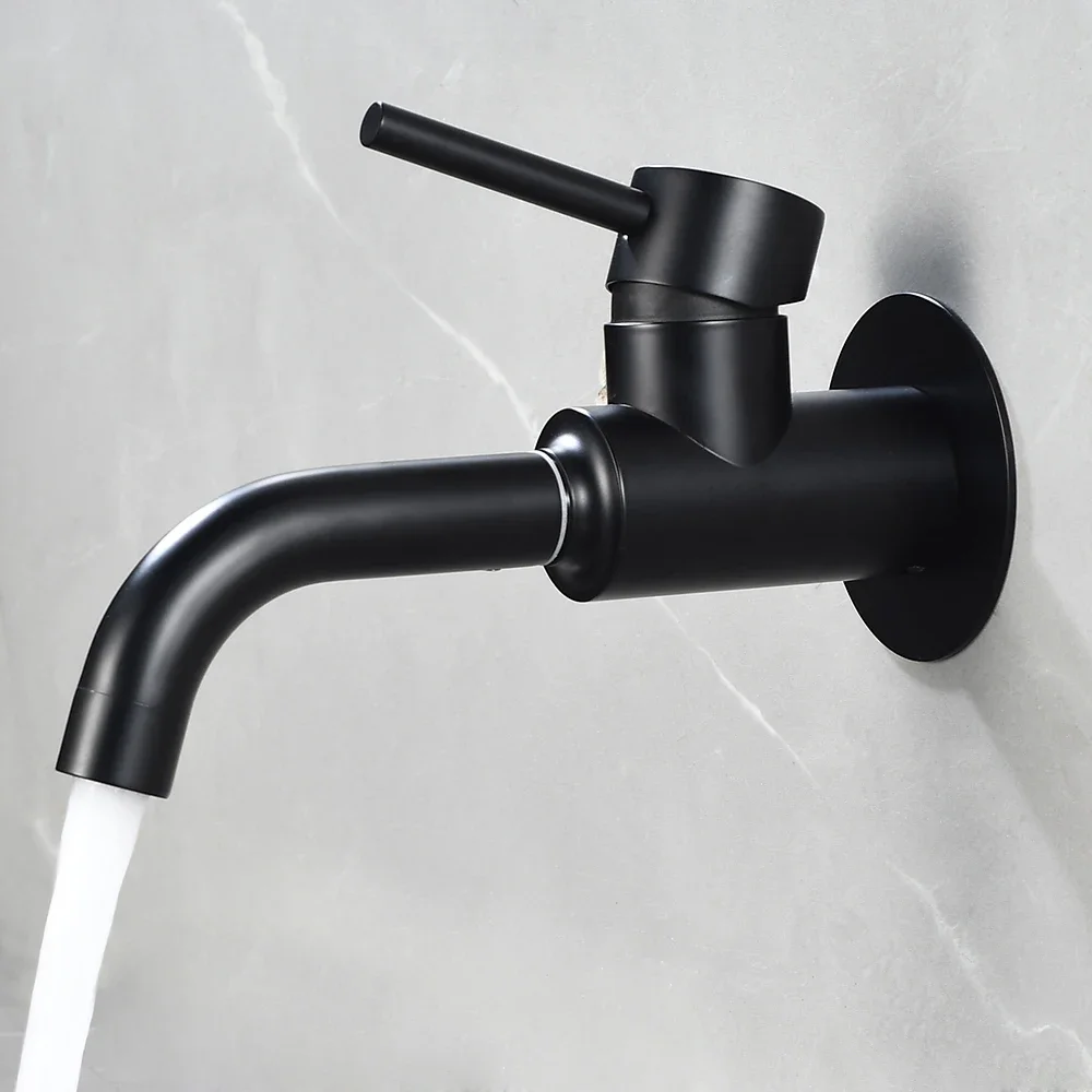 Bathroom Basin Faucet Sink Tap Wash Mixer Hot And Cold Water Wall Mounted Spout Bath Single Handle Ceramic Cartridge Crane