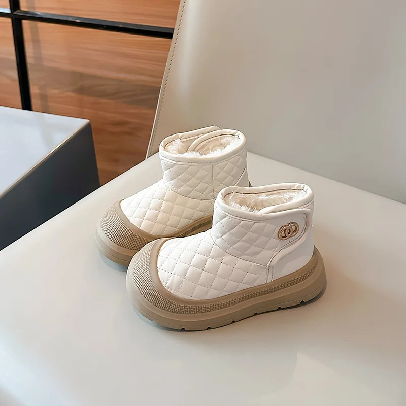 2025 جديد الشتاء أفخم الثلوج الأحذية للأطفال سميكة الدافئة الصبي الفتاة أحذية قطنية مقاوم للماء أحذية الشتاء للأطفال المخملية الأحذية