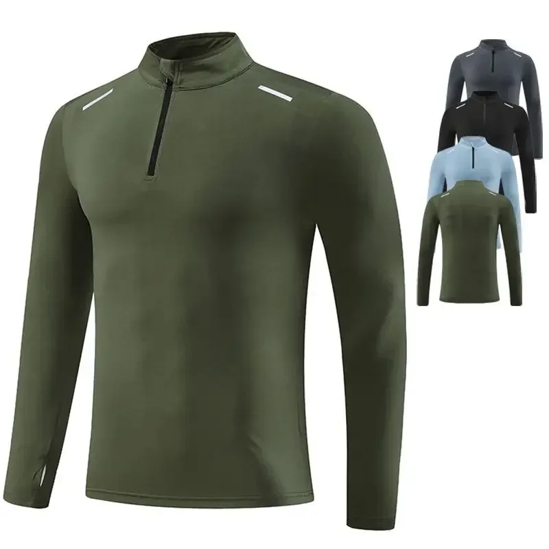 

Men's Outdoor Sports Tees Running Mountaineering Cycling Activewear Gym Fitness Half Zip Long Sleeve Breathable Elastic T-shirt