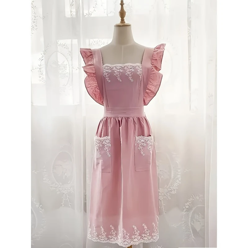 Fashion Princess Anti-stain Coverall PU Women Apron Cute Premium Home Cooking Cleaning Work Apron