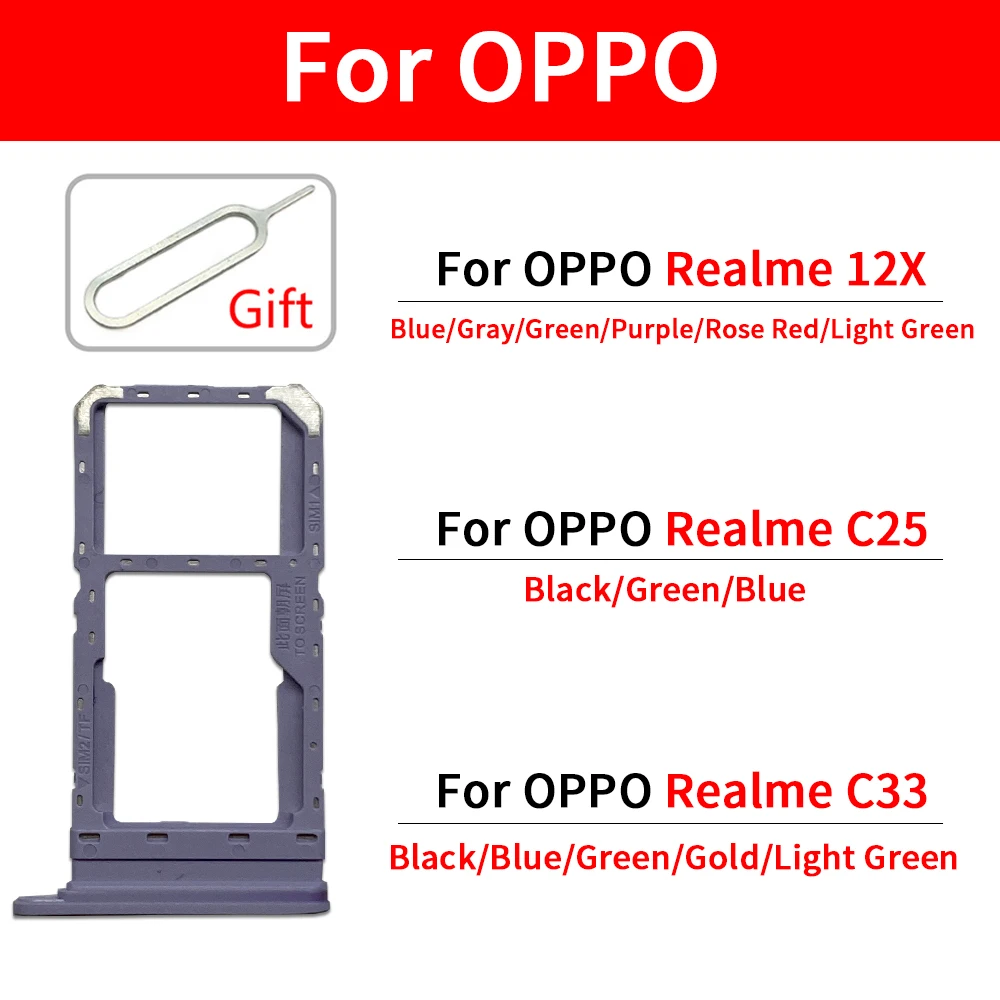 For Oppo Realme 12X C25 C33 Sim Card Slot Tray Holder Sim Card Reader Socket