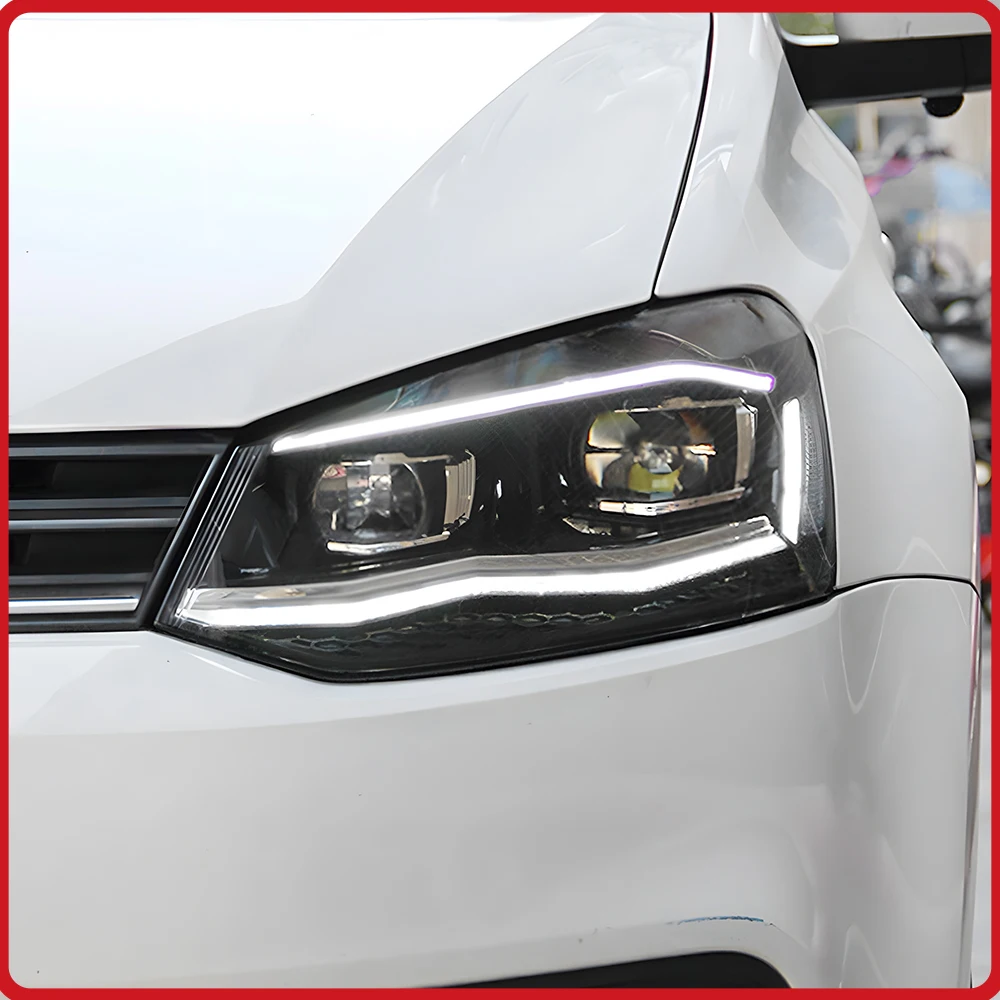 

Передние фары для VW Polo 2011-2018, галогенные фары в сборе, модернизированные светодиодные линзы-проекторы, автомобильные инструменты и аксессуары