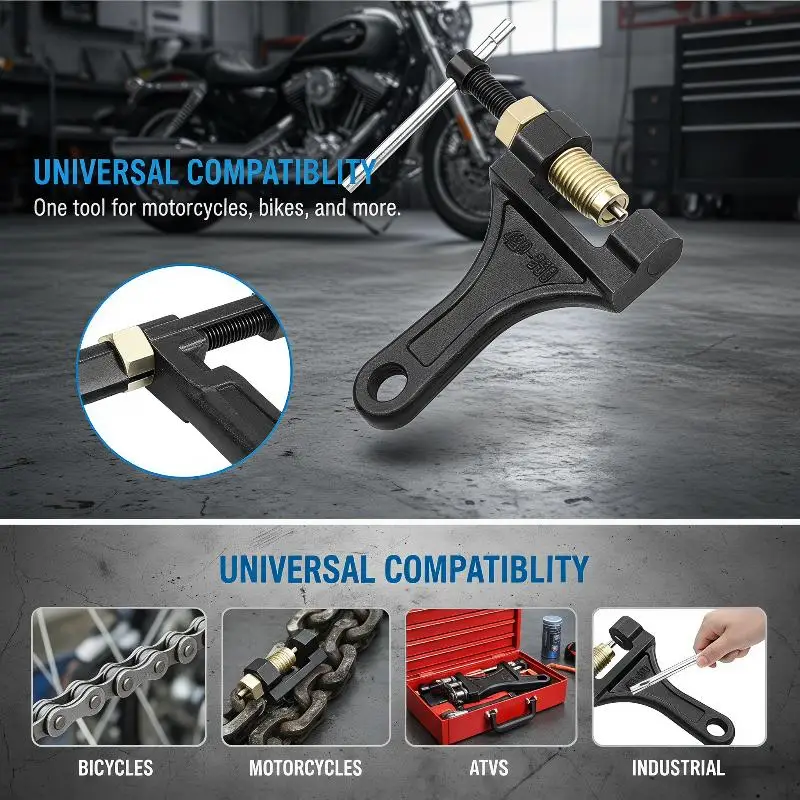 Motorcycle Chain Breaker Easy Operation Chain Link Separator Riveting Removal Tool 1PC for Road Bike Off-road Vehicle Repair