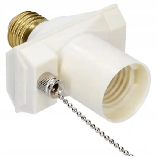 E27 houderadapter met schakelaar en ketting Wit