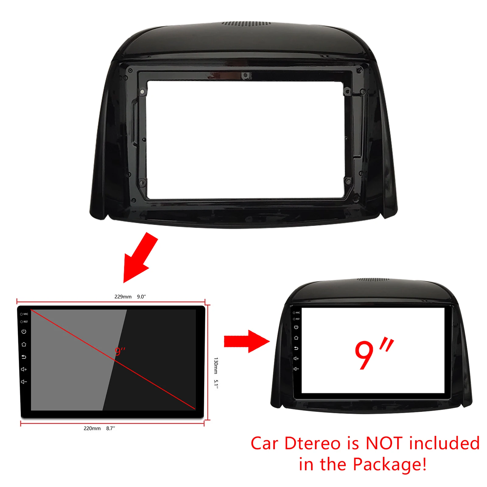 9 Inch For Renault Koleos 2008-2016 Double Din Car Radio Dvd Frame Audio Fitting Adaptor Car Fascia 2Din Dash Panel Trim Kit