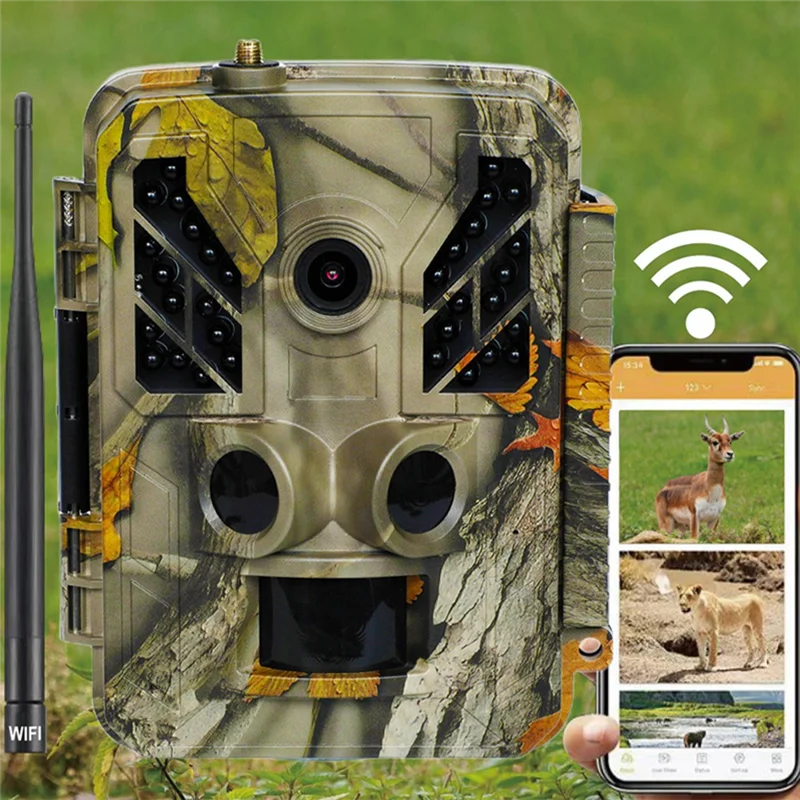Kamera leśna A47F-4K z aplikacją WIFI, czułość wyzwalania 0.2S, zasięg IR 30M, obsługa śledzenia GPS, wodoodporność IP67, wykrywanie ruchu dzikiej przyrody.