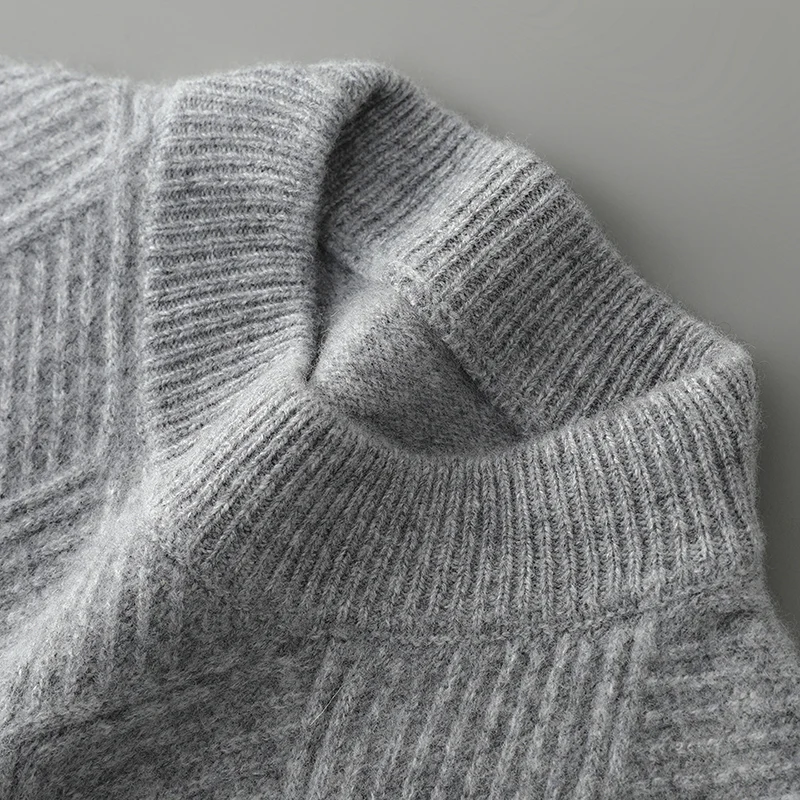 DjzDsm 新しいメンズウールセーター秋冬菱形ニット O ネックプルオーバー長袖服 100% メリノウールニットトップス