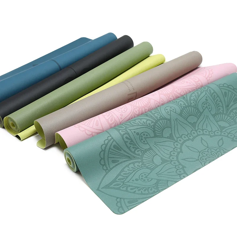 

PU Rubber Yoga Mat Position Line 5mm Widening Fitness Exercise Mat Earth Luxury Wholesale