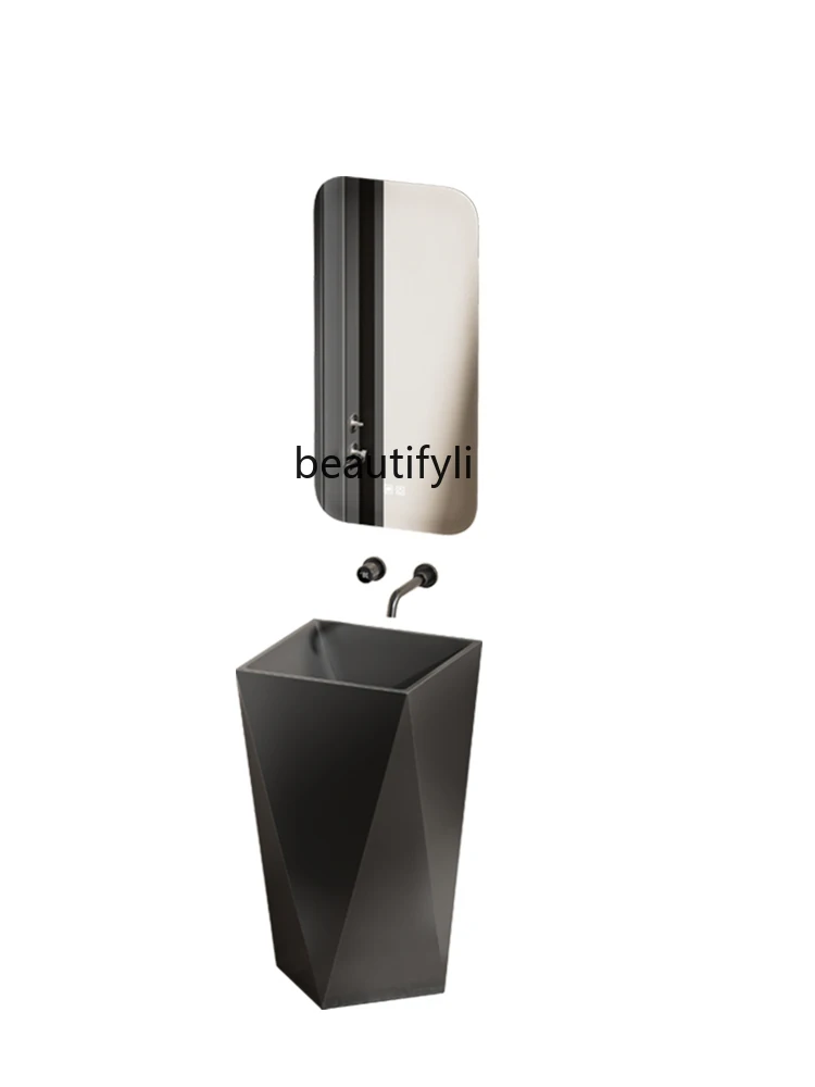 Three-Dimensional Column Wash Inter-Platform Basin Integrated Floor Ceramic Hotel Wash Basin Balcony Single Basin Bathroom