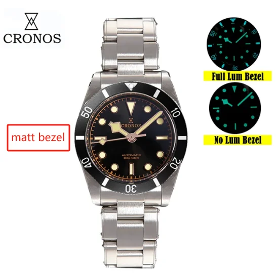 Imagem -02 - Cronos-vintage Relógio Mergulhador Automático para Homens e Mulheres Matt Bezel Relógios de Pulso de Luxo Feminino End Links Sapphire 20 Bar Bb54 37 mm L6024