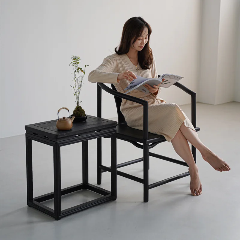 New Chinese ebony solid wood armchair official hat chair tea room study hotel reception zen leisure sofa chair combination