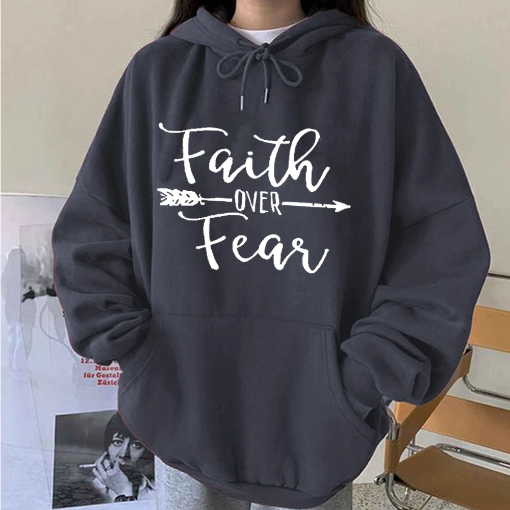 Seeyoushy Faith Over Feai Y2K2023 Fashion Street Wear Harajuku Casual Long-sleeved Ladies Top New Fashion Fall/winter Hoodie