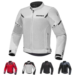 Summer Breathable Mesh Motorcycle Jacket Night Reflective Motocross Outdoor Riding Protective Clothing Ventilate Windproof Equip