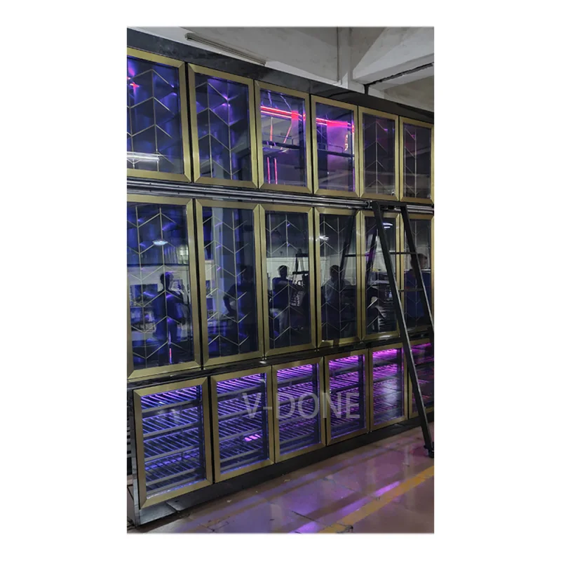 

Customize.Modern Brown Restaurant Wine Wall Cabinet Metal Material Home Hotel or Living Room DJ Bar Counter