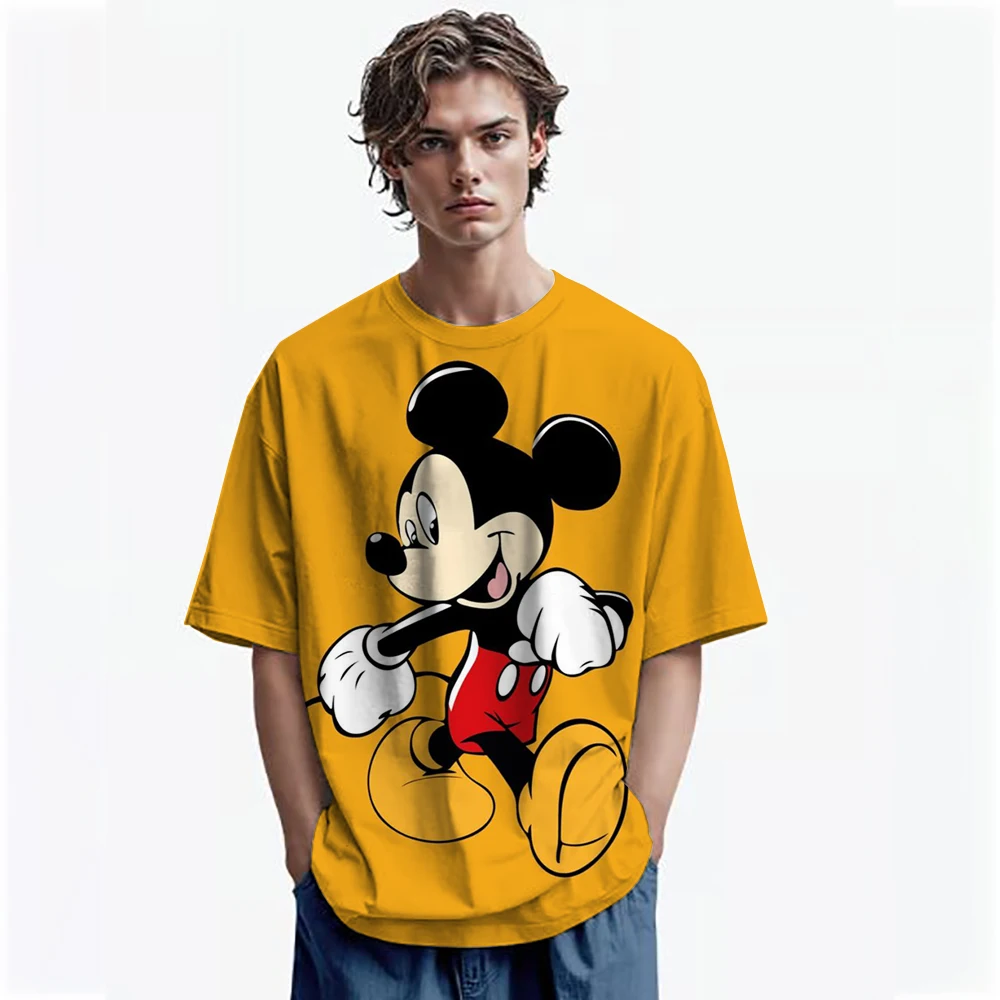 

Disney Summer Mens Casual T-shirts High Quality Mickey Mouse Print Brand Tee Shirts Classic Male Daily Children Cool Tops