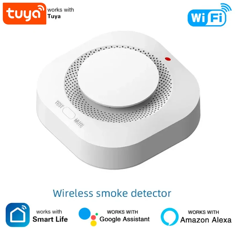 Tuya Smart Zigbee/Wifi Smoke Detector Smart Fire Fire Protection Home Security Alarm Sound Light Alarm Smart Life APP Control