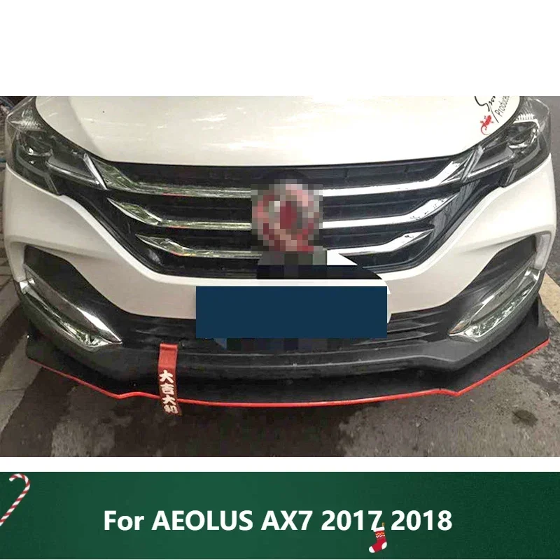 New! Front Bumper Spoiler Protector Plate Lip Body Kit For AEOLUS AX7 2017 2018 Carbon Surface Car Decorative strip Chin Shovels