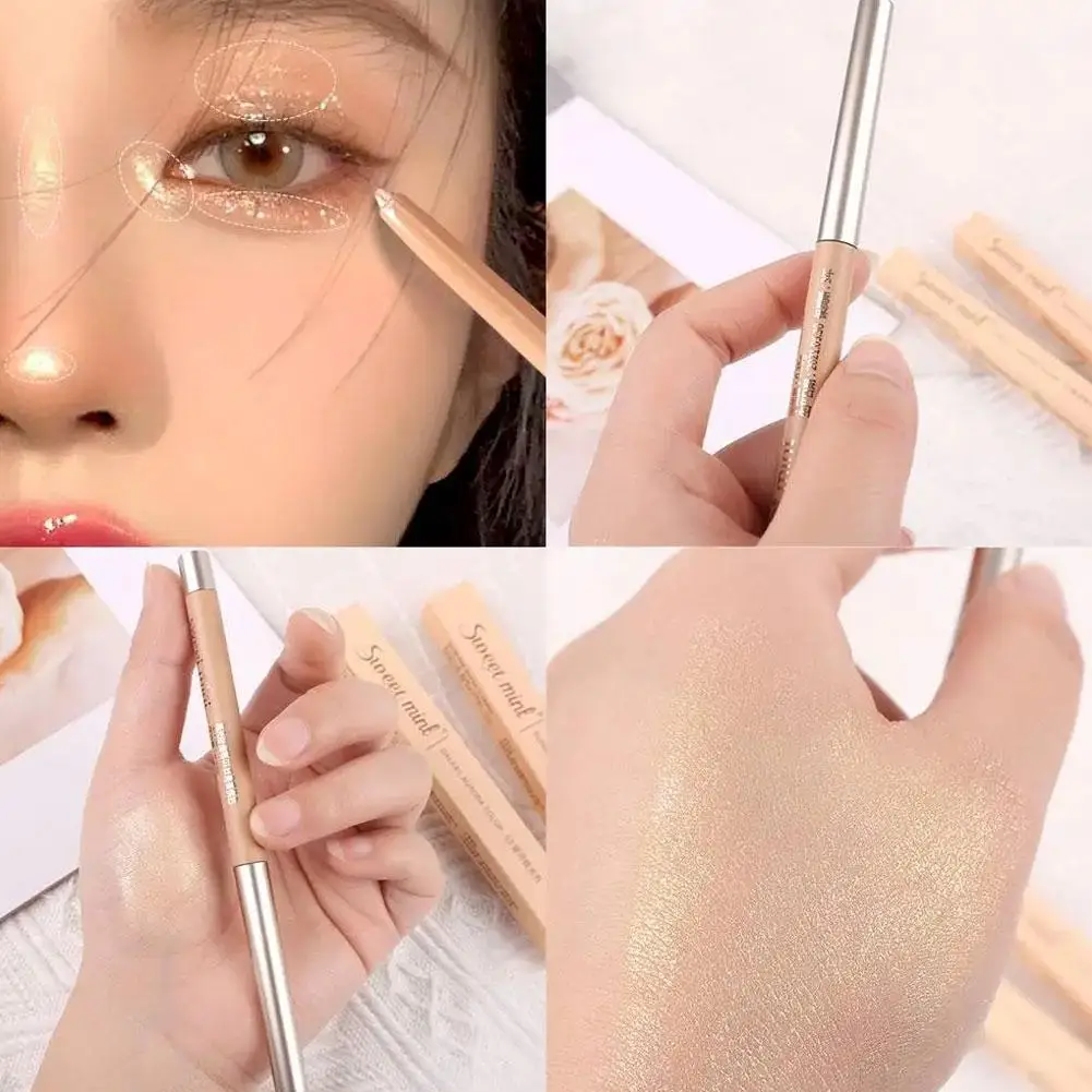 SWEET MINT Korean Lying Silkworm Pencil Shiny Glitter Nature Highlighter Eyeliner Outline Eyeshadow Pen  Makeup