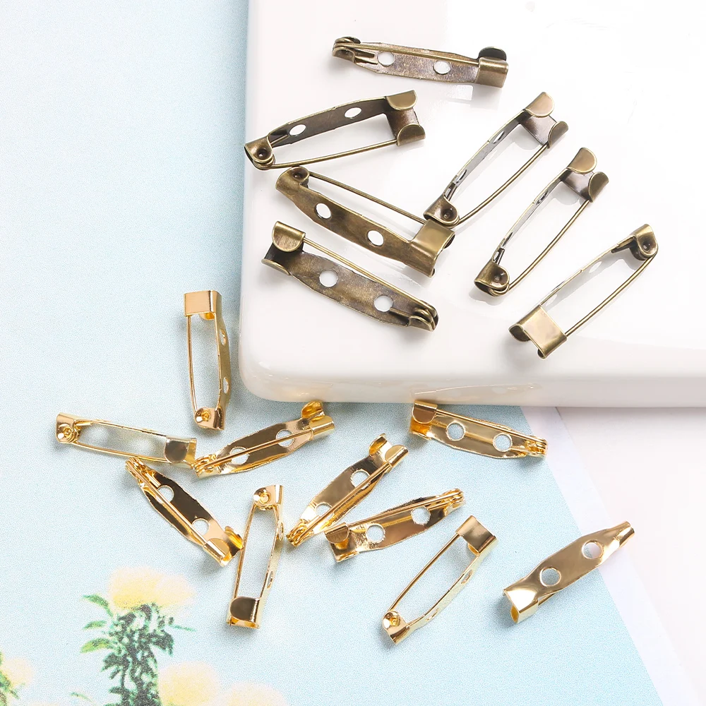20pcs 15-40mm Safety Pins Brooch base Findings Brooch Clip Pins Blank Base For Jewelry Making DIY Clothing Accessories
