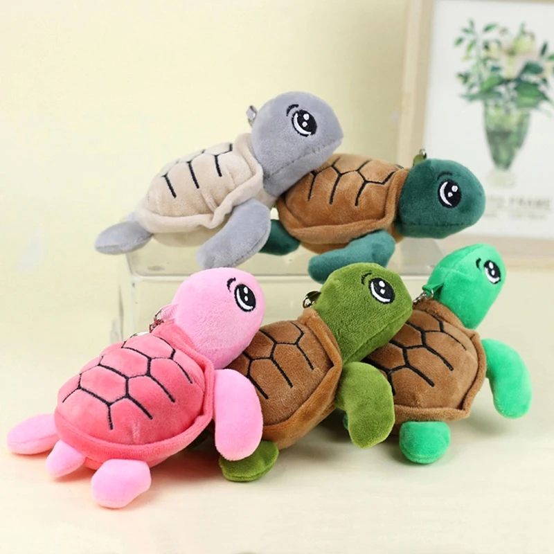 Cartoon Turtle Marine Animal Pendant Soft Stuffed Doll Keychain Backpack Car Bag Key Ring Decor Kid Gift Tortoise Plush Toy