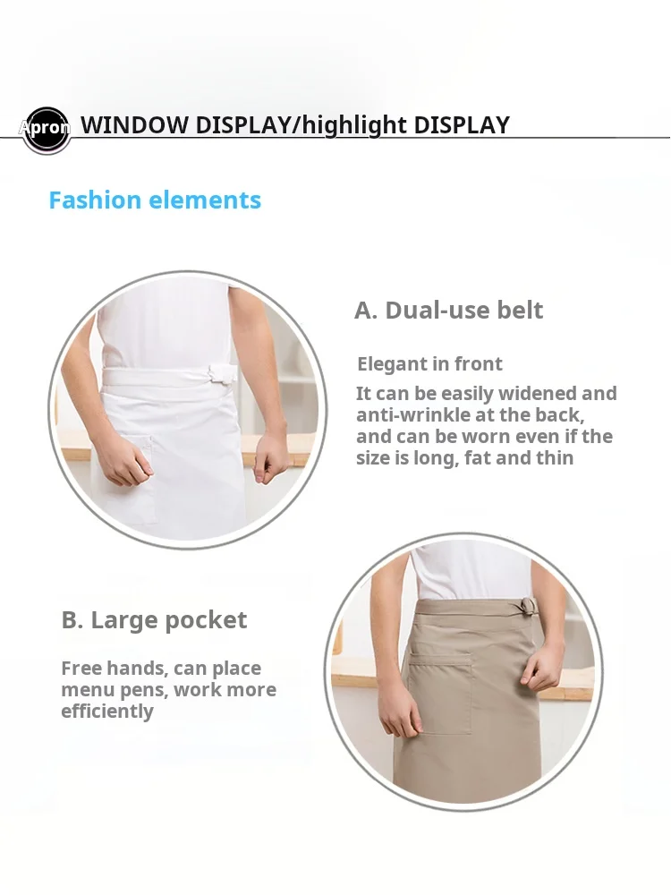 Duurzaam canvas schort keuken man half lichaam vest modieuze chef-kok werkkleding unisex ontwerp