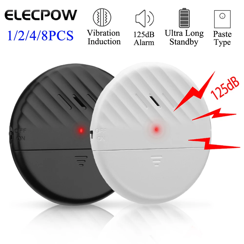 Elecpow Wireless Door Window Vibration Sensor Alarm 125dB Glass Break Anti-Theft Sensor Home Security Protection Alarm