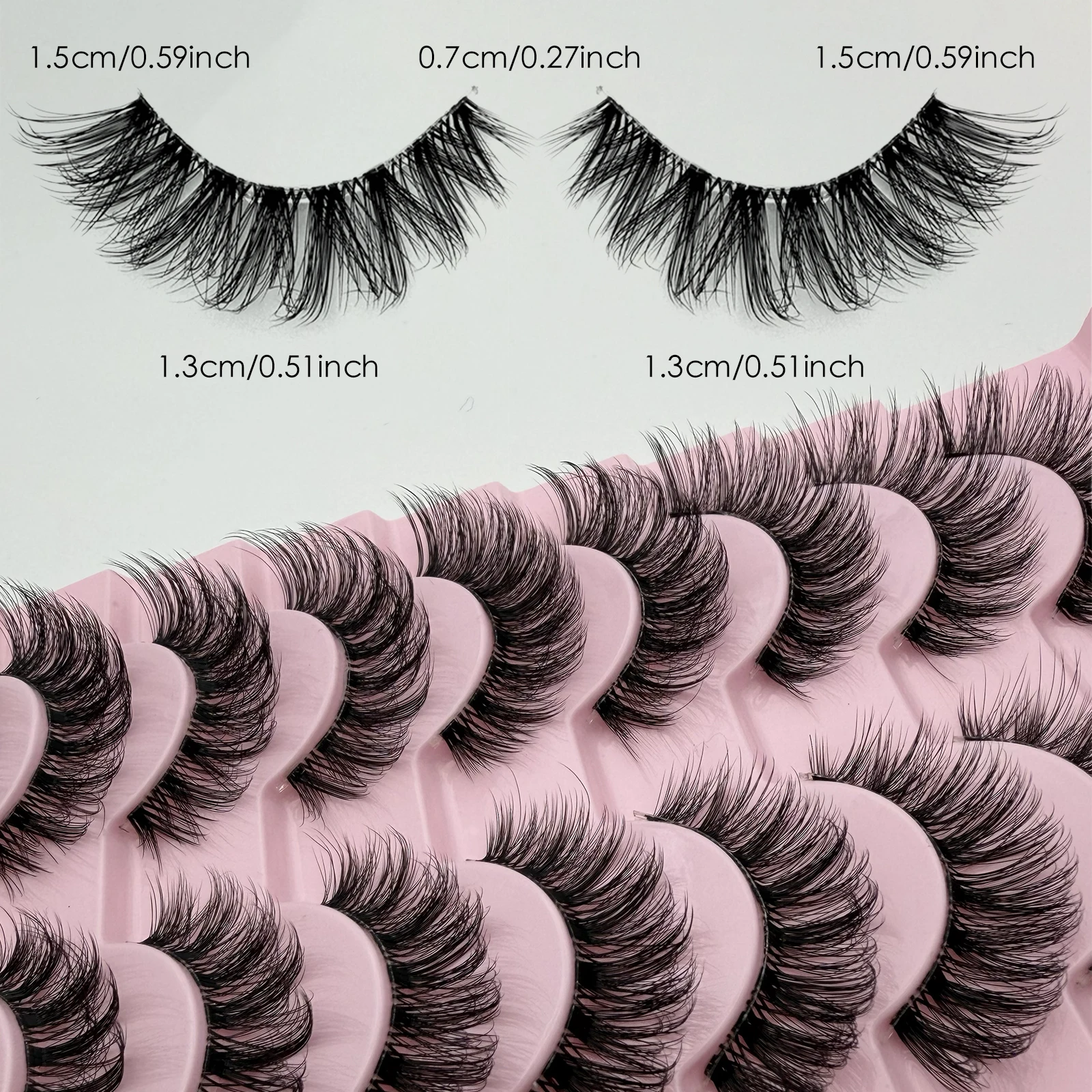10ペア ふわふわまつげ Dカール つけまつげ 3Dボリューム ウィスピーつけまつげ ストリップス 日常使いや特別な機会のメイクに最適