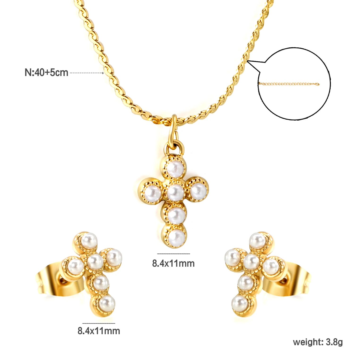 Women's Circular Shell Necklace & Earring Set, Wedding Party