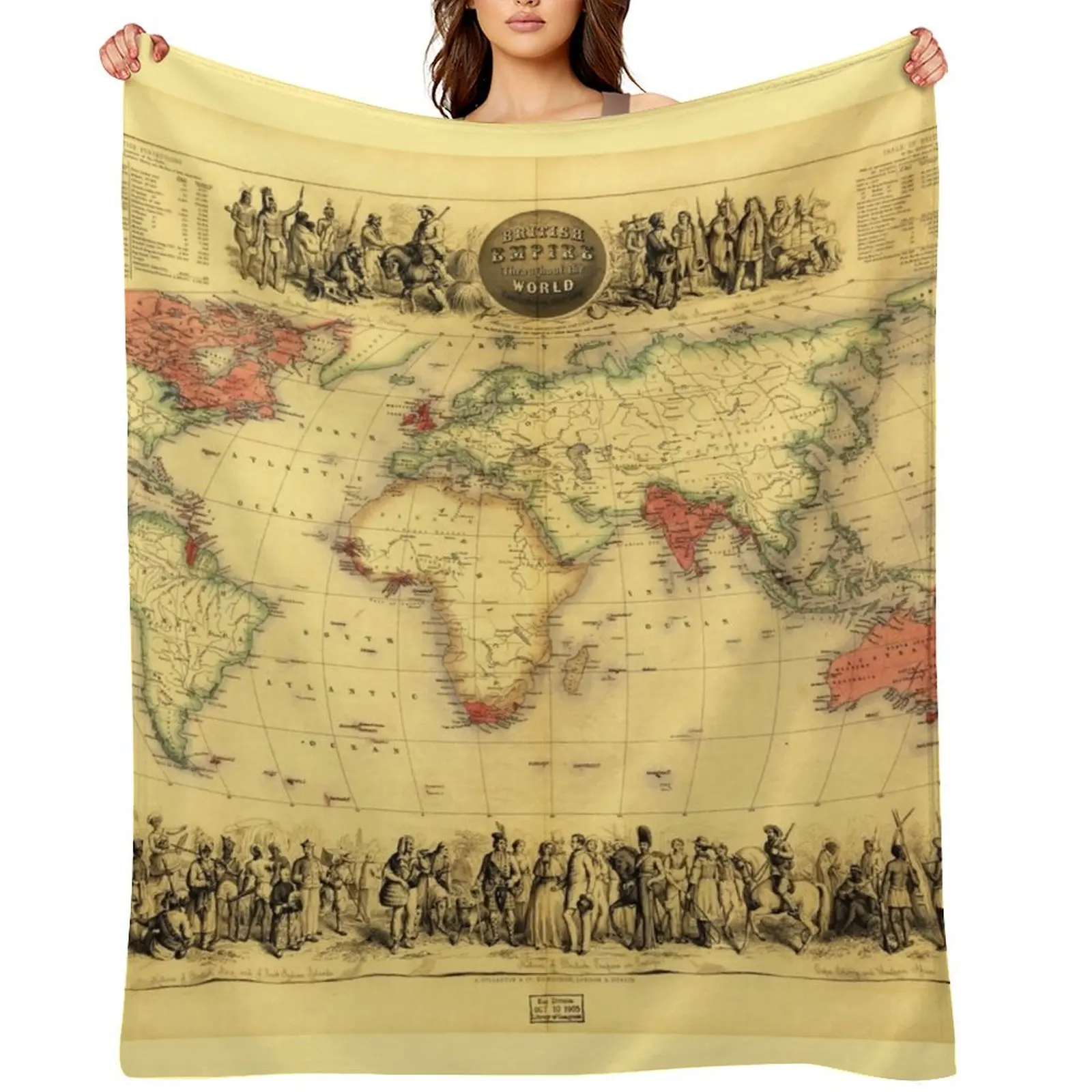 

British Empire Map (circa 1850) Throw Blanket Vintage Sofa Throw Loose Sofa Quilt Blankets