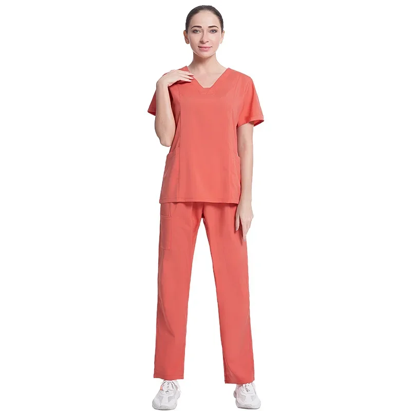 Stretch Women Medical Scrubs Sets Hospital Work Uniforms Surgical Gowns Nursing Accessories Dental Clinic Beauty Salon Workwear