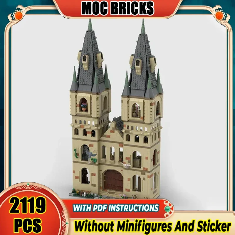 

Волшебная школьная модель Moc, строительные кирпичи, средневековая колокольчик, башня, технология, модульные блоки, подарки, рождественские игрушки, наборы «сделай сам», сборка