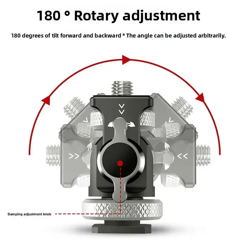 Soporte de cabeza de caracol ajustable de aleación de aluminio de 1/4 pulgadas para cámaras Slr, cámaras universales sin espejo y accesorios de zapata fría