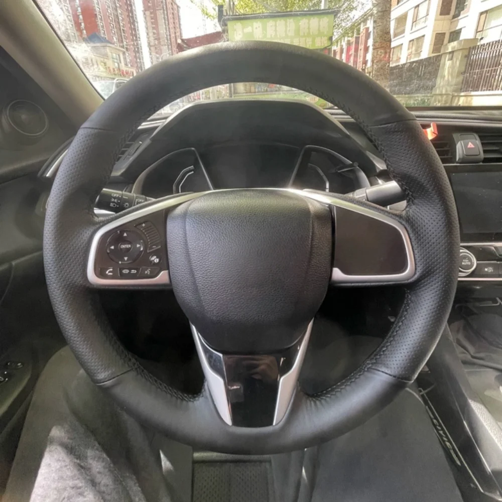 Hand Stitched Wear Resistant Microfiber Leather Steering Wheel Cover For Honda Civic 10 CR-V Clarity 2016-2021 Car Accessories