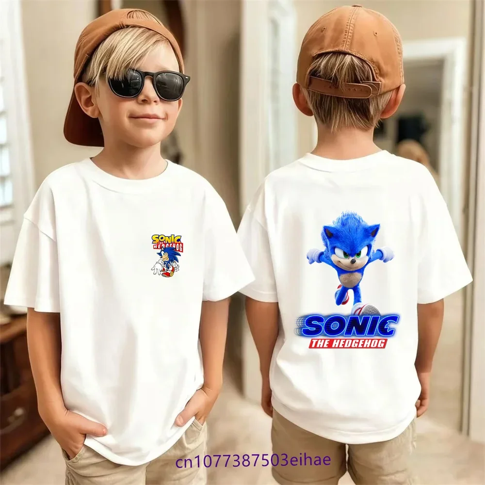 

Sonic Cartoon Printed Cute Design Breathable Men T shirt Women Tee Adults Children Boy Gril Top Kids Parent Child Cotton Tshirt