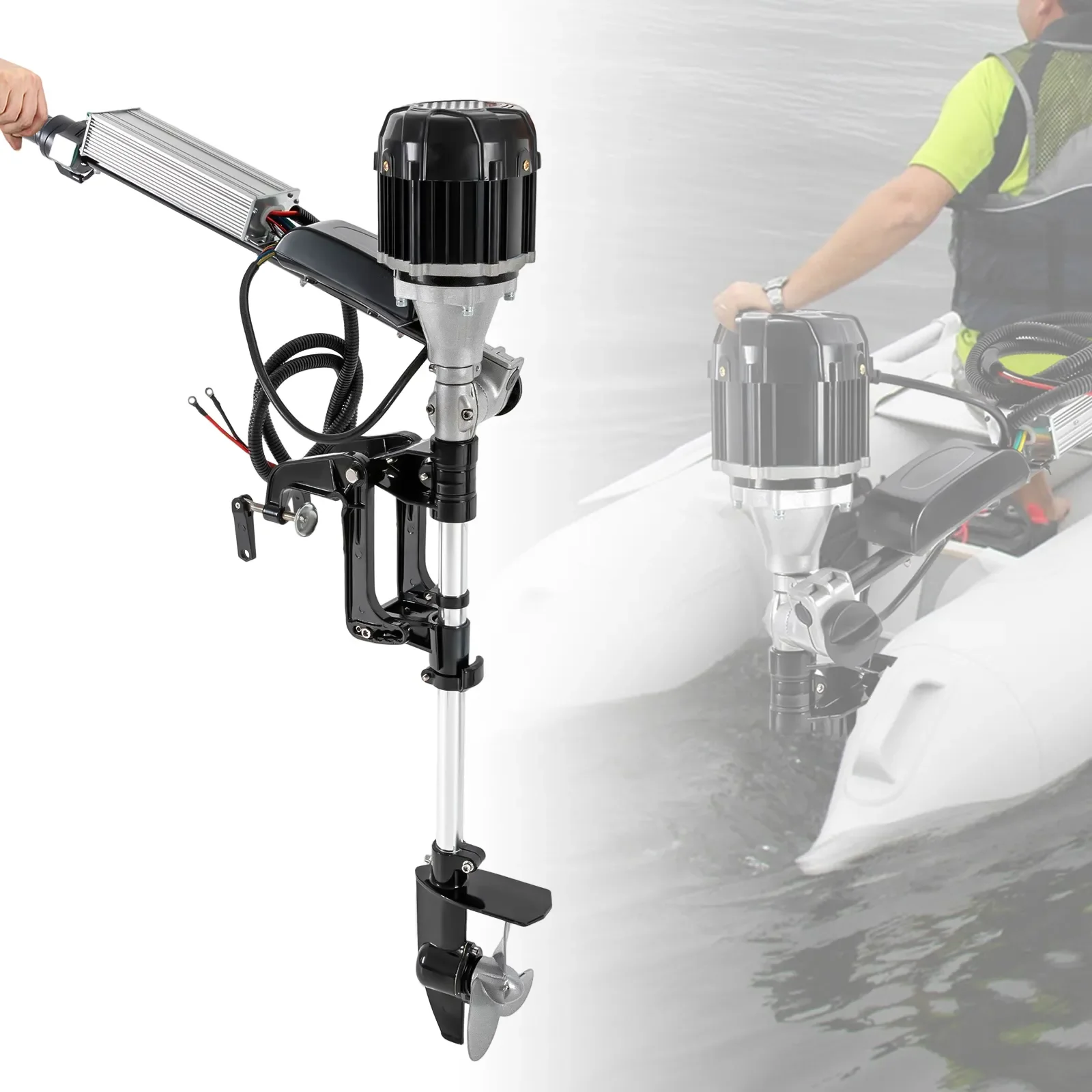 5HP Electric Outboard Motor Boat Engine 1000W Electric Start Marine Trolley Driver Brushless Motor Propeller