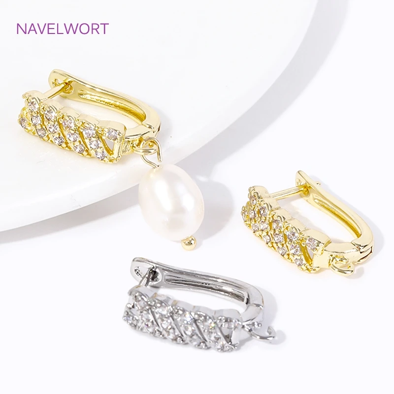 DIY Kreative Verschluss Earwire 18K Gold Überzogene Zirkon Ohrring Haken Verschlüsse Natur Shell Ohrring Verschlüsse Zubehör Großhandel – Detail 19