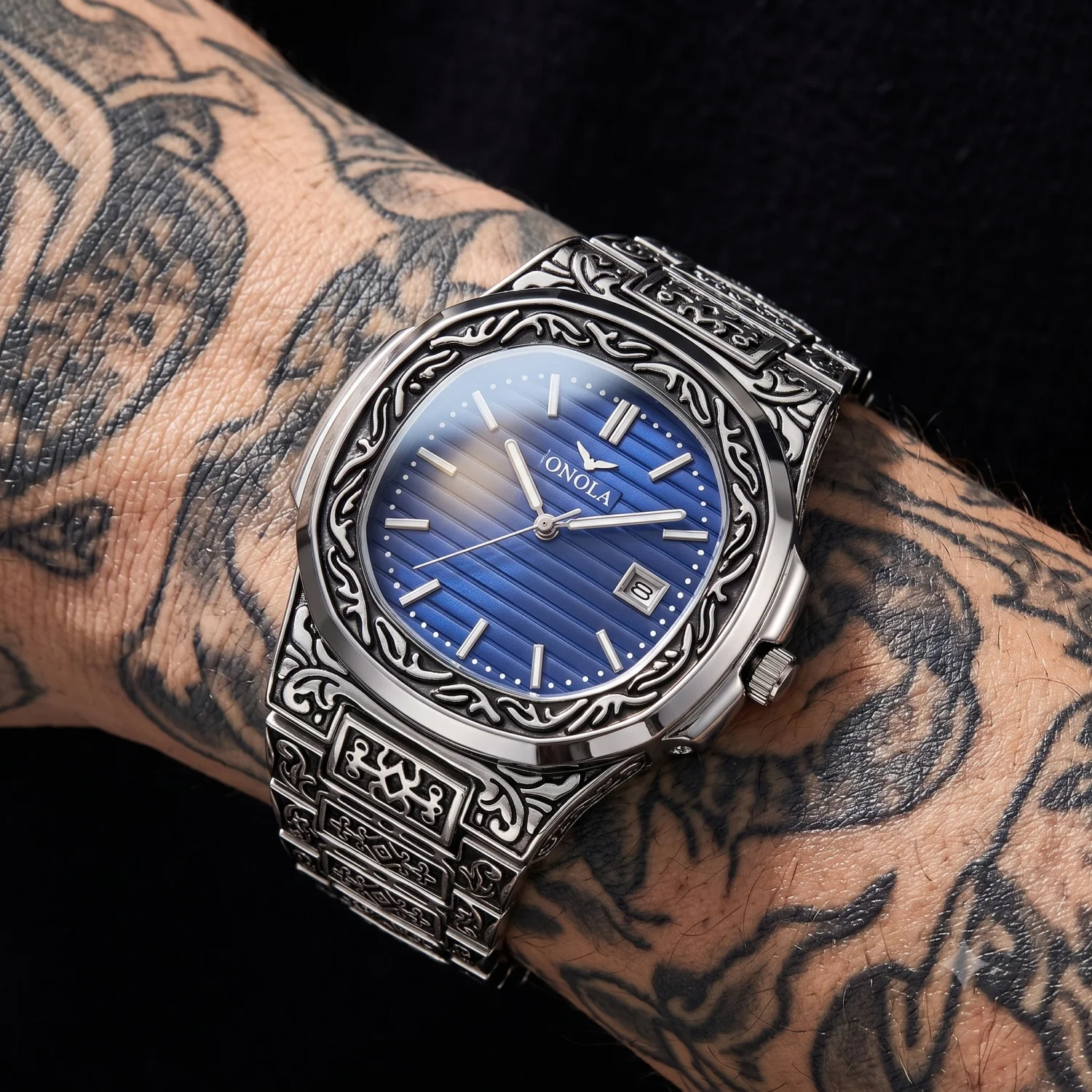 luxury gold watch men brand ONOLA fashion Steel waterproof golden watches man olock Reloj Hombre