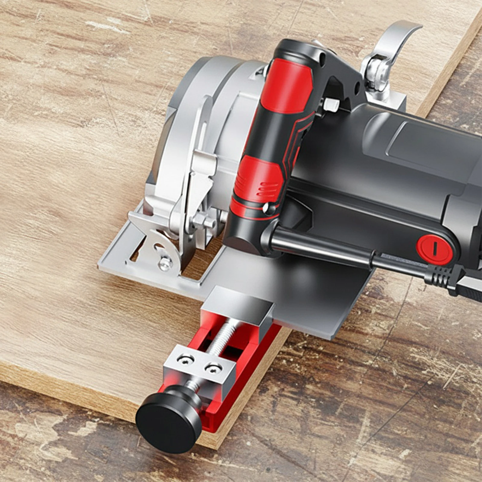 Aluminum Alloy Circular Saw Rail Tool Adjustable Width Two-Way Buckle Locking Clamp One-Button Positioning for Woodworking