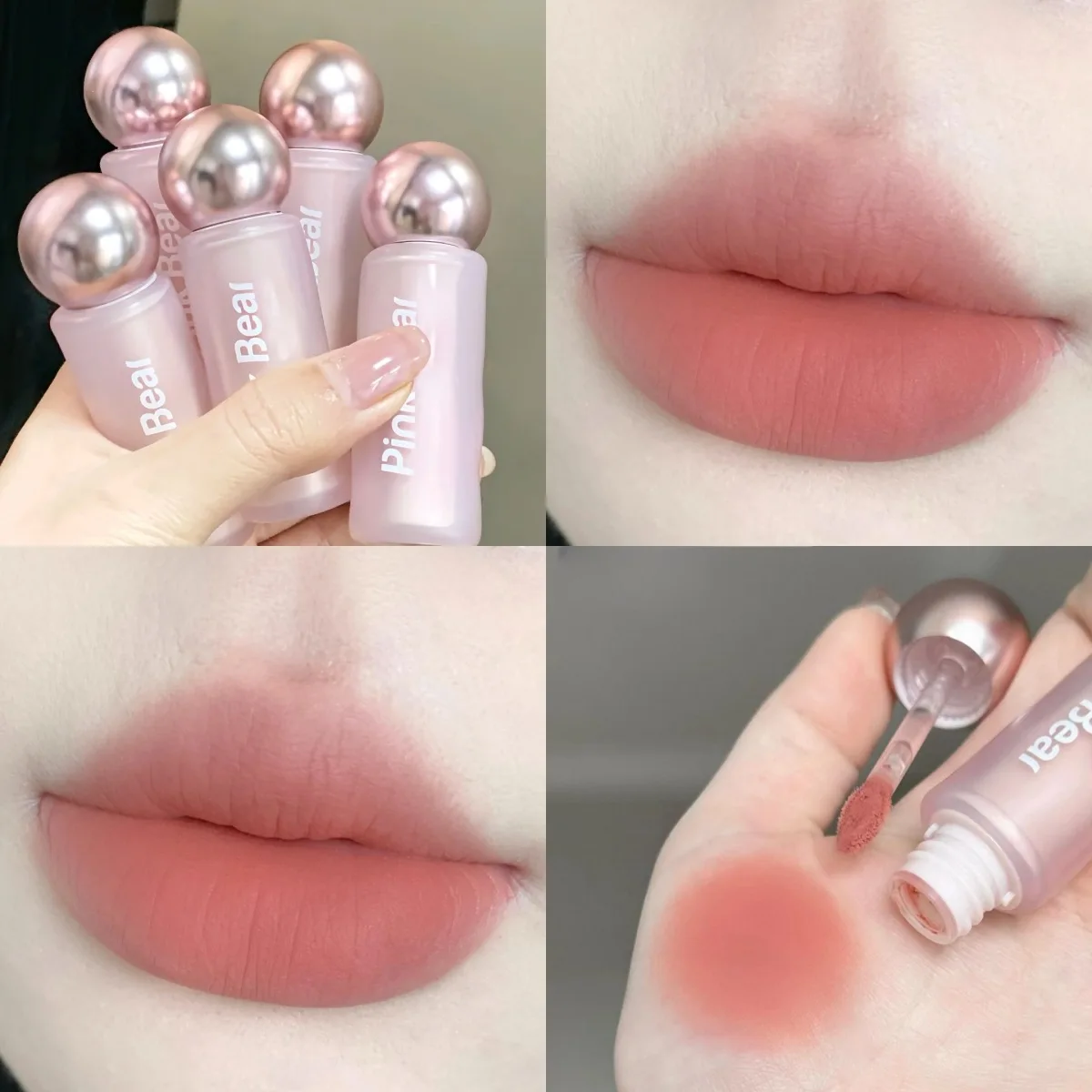 

Pinkbear Lip Paste Lip Glaze Does Not Fade Stick To Cups Moisturizing Non Drying Matte Long-lasting Lipstick Cute Makeup